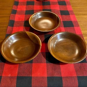 Mid Century Vermillion Walnut Bowls